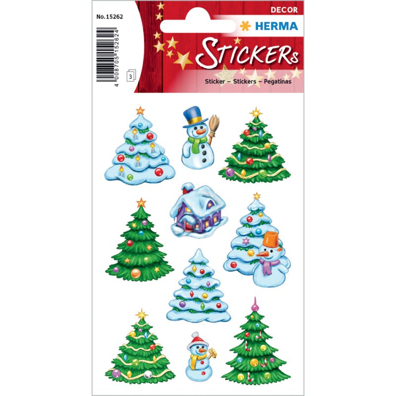 HERMA stickers décoratifs Noël, autocollants, 3 feuilles de 12 stickers