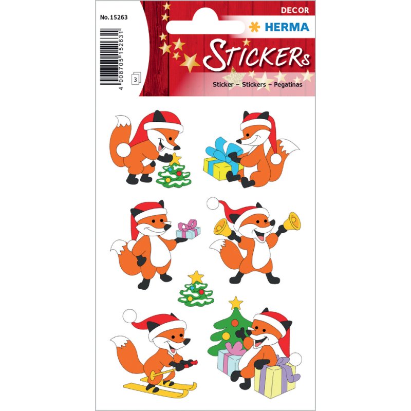 HERMA stickers décoratifs Noël, autocollants, 3 feuilles de 12 stickers