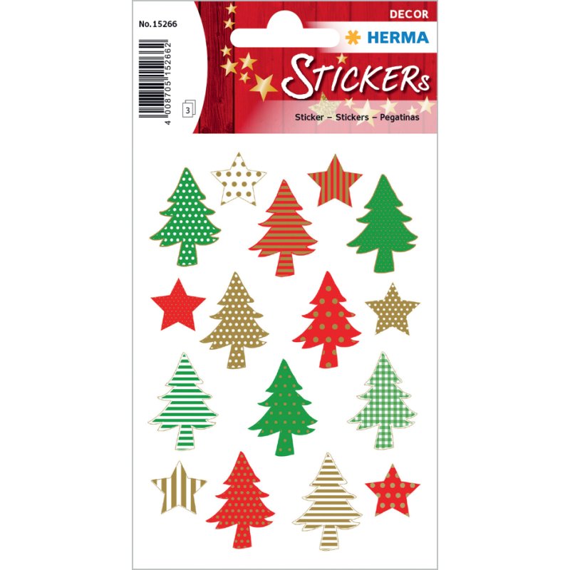 HERMA stickers décoratifs Noël, autocollants, 3 feuilles de 12 stickers
