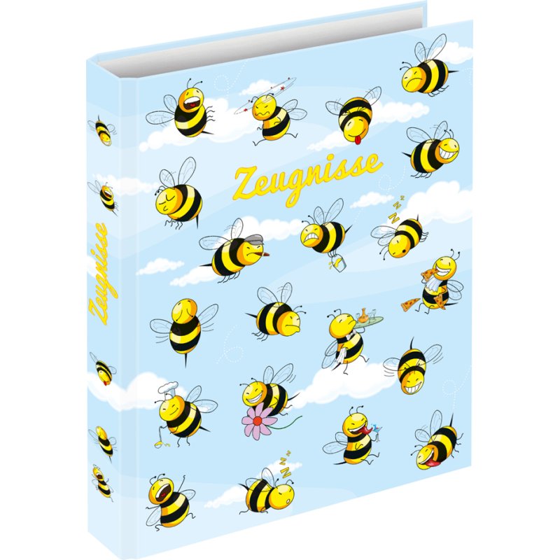 RNK Verlag chemise à anneaux Abeilles Folles, A4, carton 0,8 mm, 4-anneaux