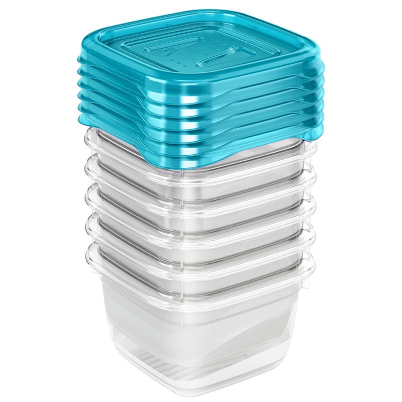 keeeper boîte de conservation vershoudzone, 0,5 litre, fresh-blue transparent, 5 pièces