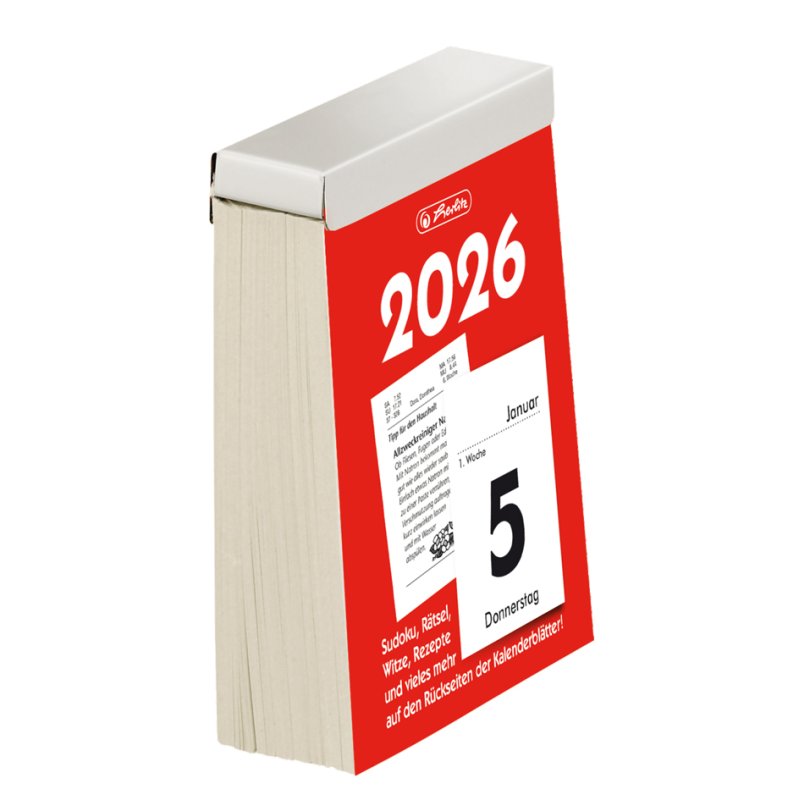 herlitz dagabreiskalender, 81 × 106 mm, metallhouder