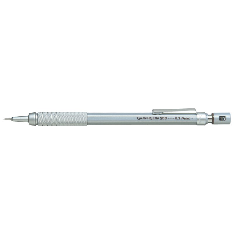Pentel drukpotlood GRAPHGEAR 500, 0,5 mm, zilver/zwart