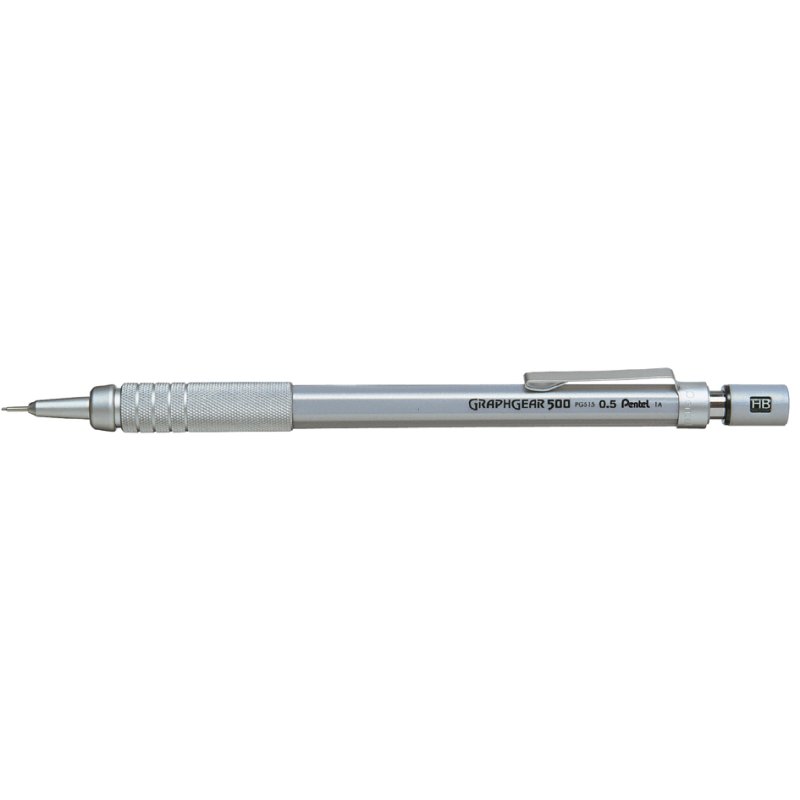 Pentel drukpotlood GRAPHGEAR 500, 0,5 mm, zilver/zwart