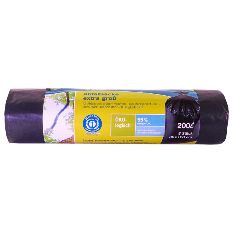 Secolan afvalzakken, blauw/zwart, 120 liter, extra sterk