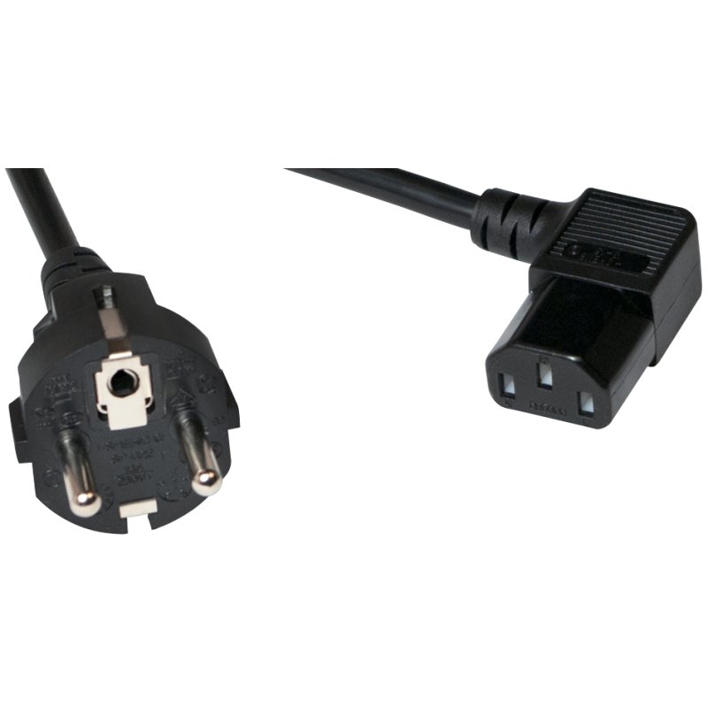 LogiLink câble d'alimentation, fiche terre, 3,0 m, coudé, noir