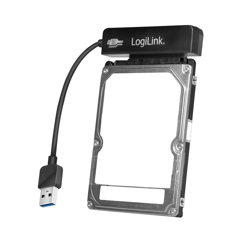 LogiLink Adaptateur USB 3.0 SATA avec étui de protection, noir, 5 Gbit/s