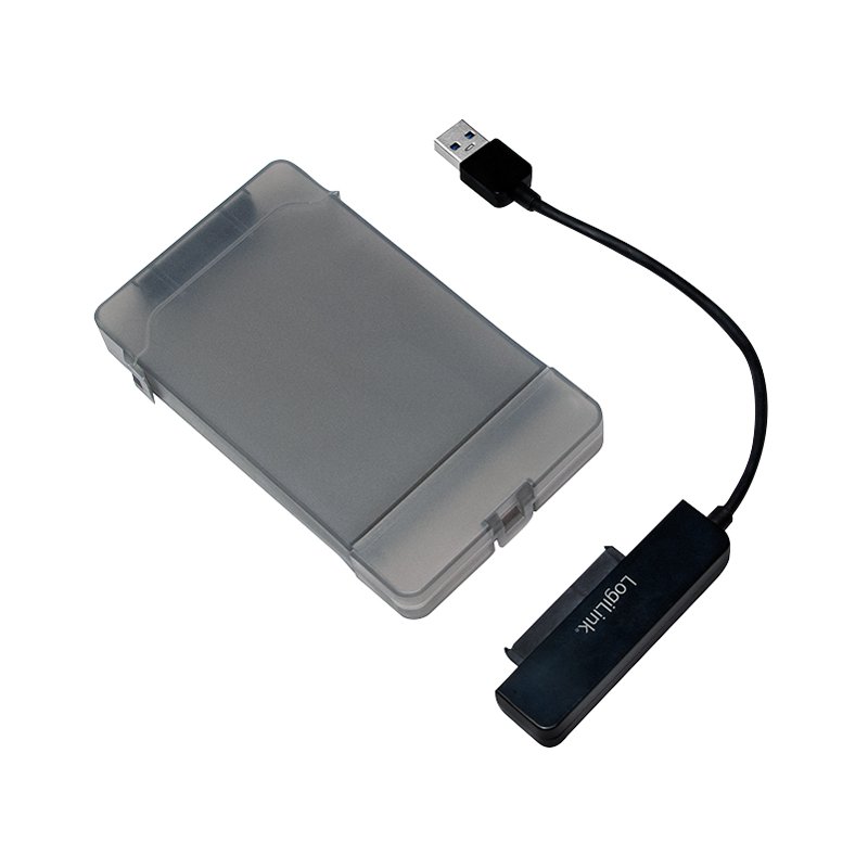 LogiLink Adaptateur USB 3.0 SATA avec étui de protection, noir, 5 Gbit/s