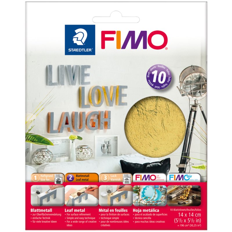 FIMO feuille métallique, or, 10 feuilles