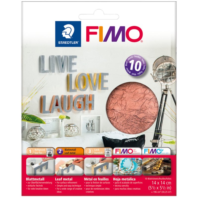 FIMO feuille métallique, or, 10 feuilles