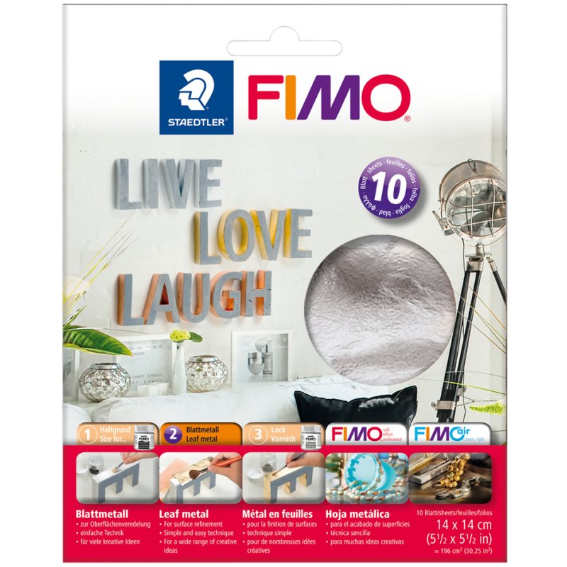 FIMO feuille métallique, or, 10 feuilles