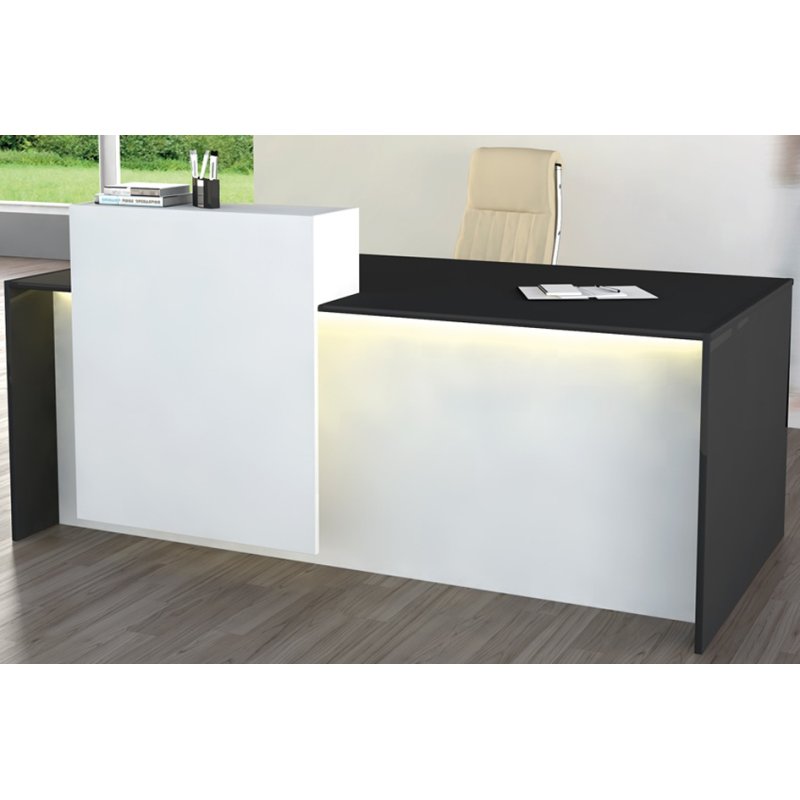 kerkmann adviesbalie Palermo, wit/antraciet, LED-verlichting, 180×92×110 cm