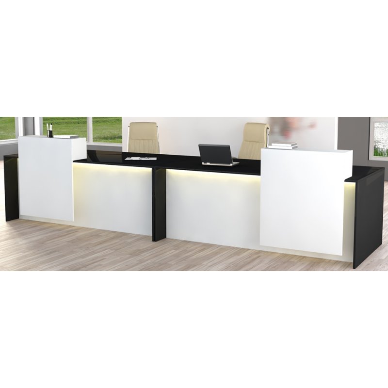 kerkmann comptoir de consultation Palermo, blanc/anthracite, éclairage LED, 180×92×110 cm
