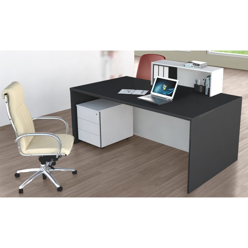kerkmann comptoir de consultation Palermo, blanc/anthracite, éclairage LED, 180×92×110 cm
