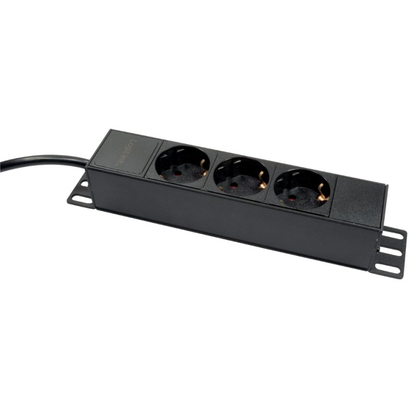 LogiLink Professional 10 inch Power Strip, 3-way, black