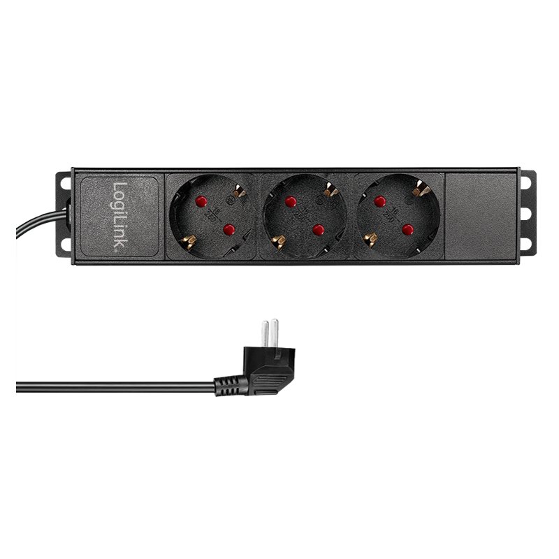 LogiLink Professional 10 inch Power Strip, 3-way, black
