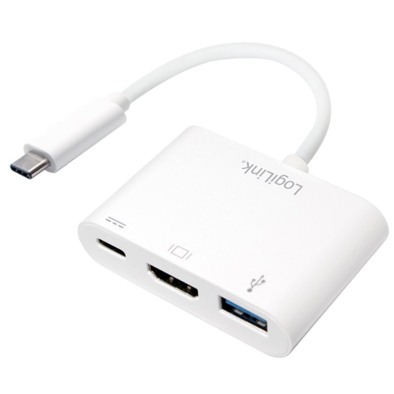LogiLink Adaptateur multiport USB-C vers HDMI, blanc, 1080p @60Hz