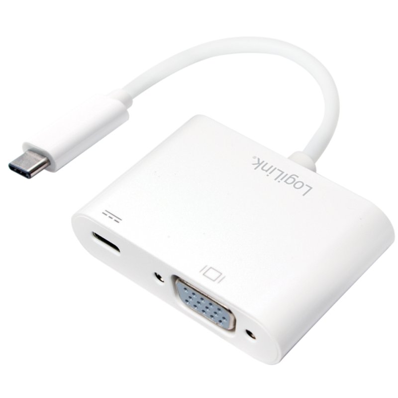 LogiLink USB-C naar VGA adapter met doorvoer, wit