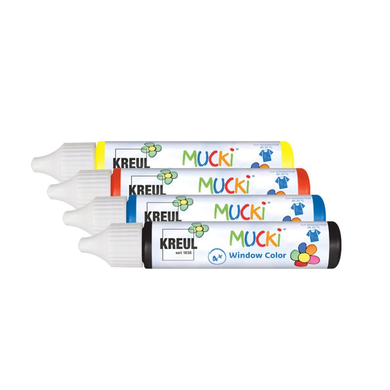 KREUL stylos de peinture décoration fenêtre MUCKI, set de 7, 29 ml chacun, à partir de 4 ans