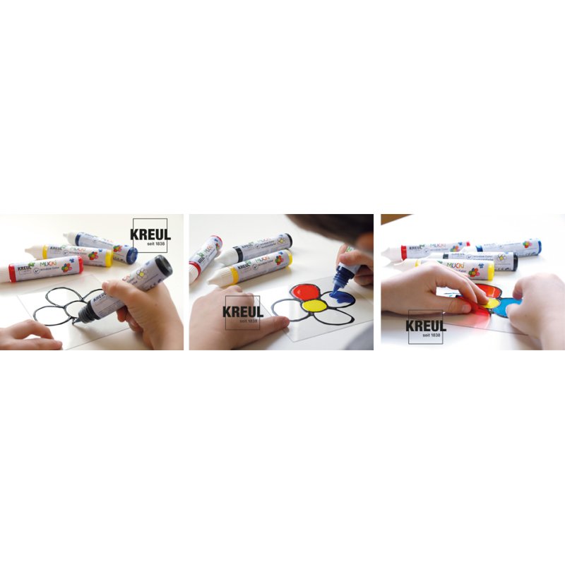 KREUL stylos de peinture décoration fenêtre MUCKI, set de 7, 29 ml chacun, à partir de 4 ans