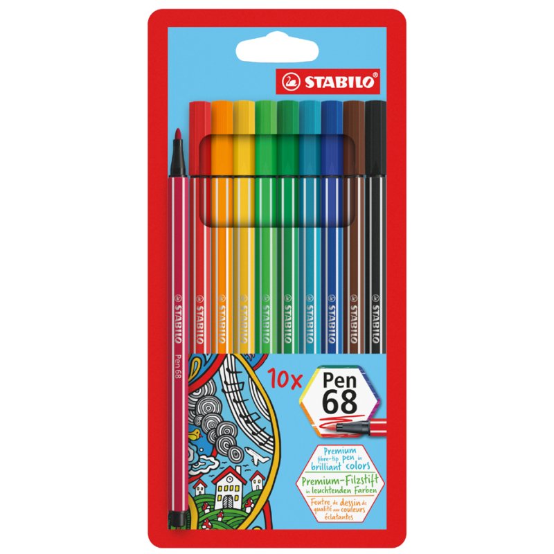 STABILO viltstiften Pen 68, 8 pièces, 1,0 mm, assorties