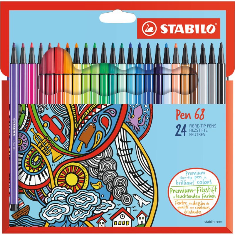 STABILO viltstiften Pen 68, 8 pièces, 1,0 mm, assorties