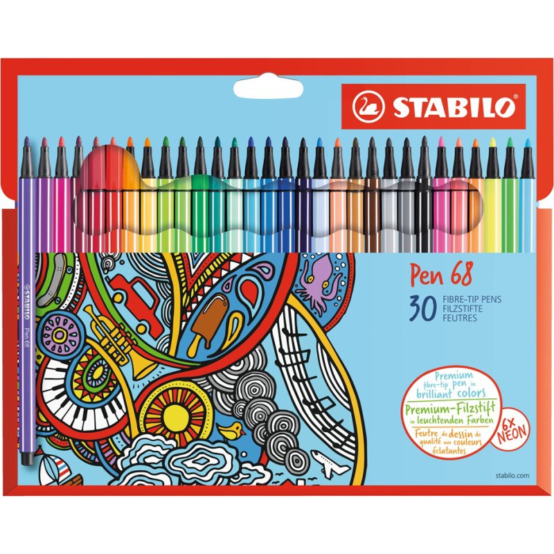 STABILO viltstiften Pen 68, 8 pièces, 1,0 mm, assorties
