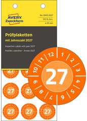 AVERY Zweckform controleplaketten, 20 mm, oranje, 120 stuks