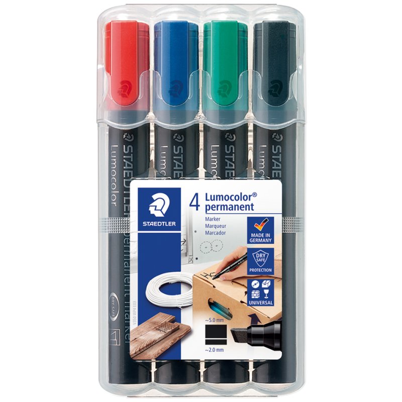 STAEDTLER Lumocolor marqueurs permanents, rechargeables, 2,0-5,0 mm, 6 pièces
