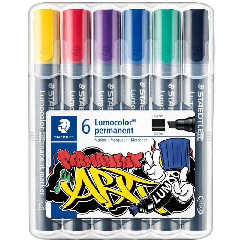 STAEDTLER Lumocolor marqueurs permanents, rechargeables, 2,0-5,0 mm, 6 pièces