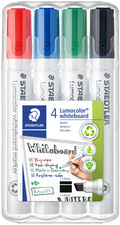 STAEDTLER Lumocolor whiteboard markers, navulbaar, 4 stuks, 2-5 mm