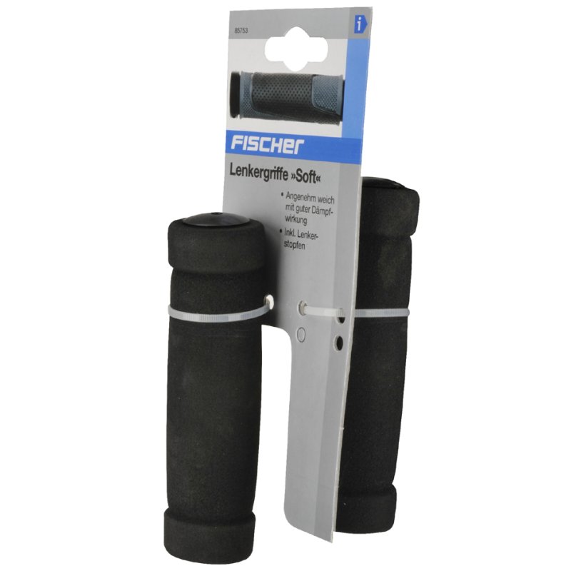 FISCHER bicycle grips, soft cushioning, black, 2 pieces
