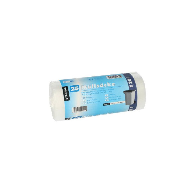 STARPAK vuilniszakken HDPE, 120 liter, transparant, 25 stuks