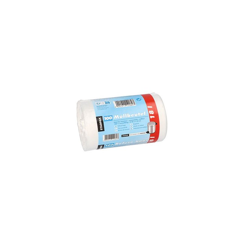 STARPAK vuilniszakken HDPE, 60 liter, wit, 50 stuks