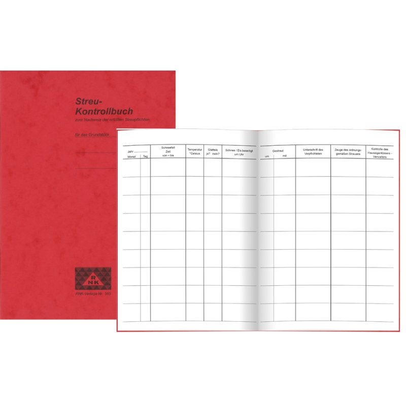 RNK Verlag strooicontroleboek, rood, DIN A5, 12 vel, winter documentatie