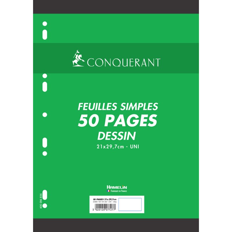 CONQUÉRANT SEPT recharge pour classeur à anneaux, blanc, A4, 25 feuilles
