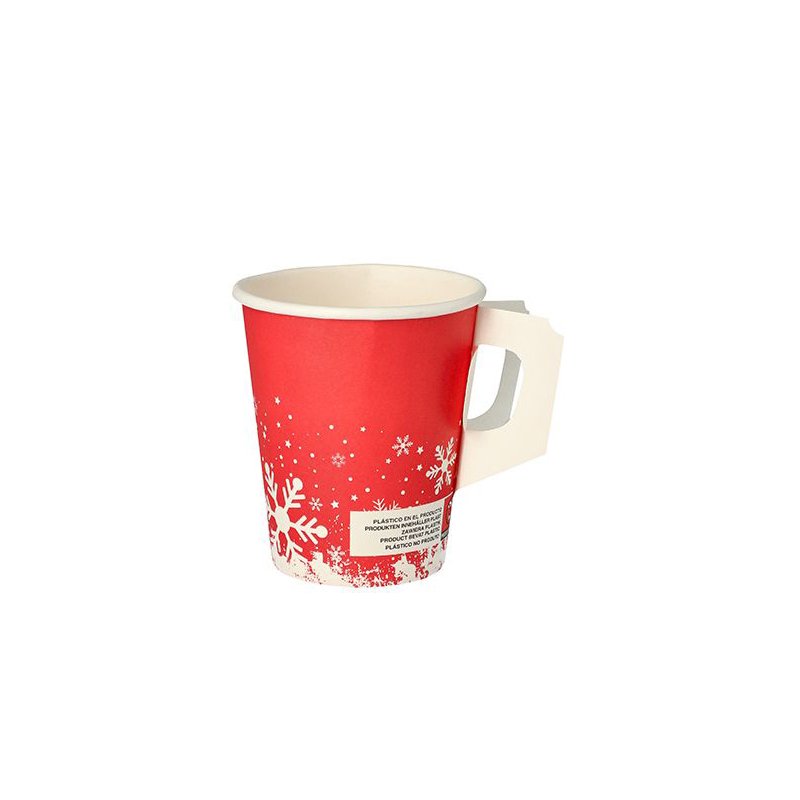 STARPAK gobelets à boire en carton avec poignée Winter Time, rouge/blanc, 0,2L