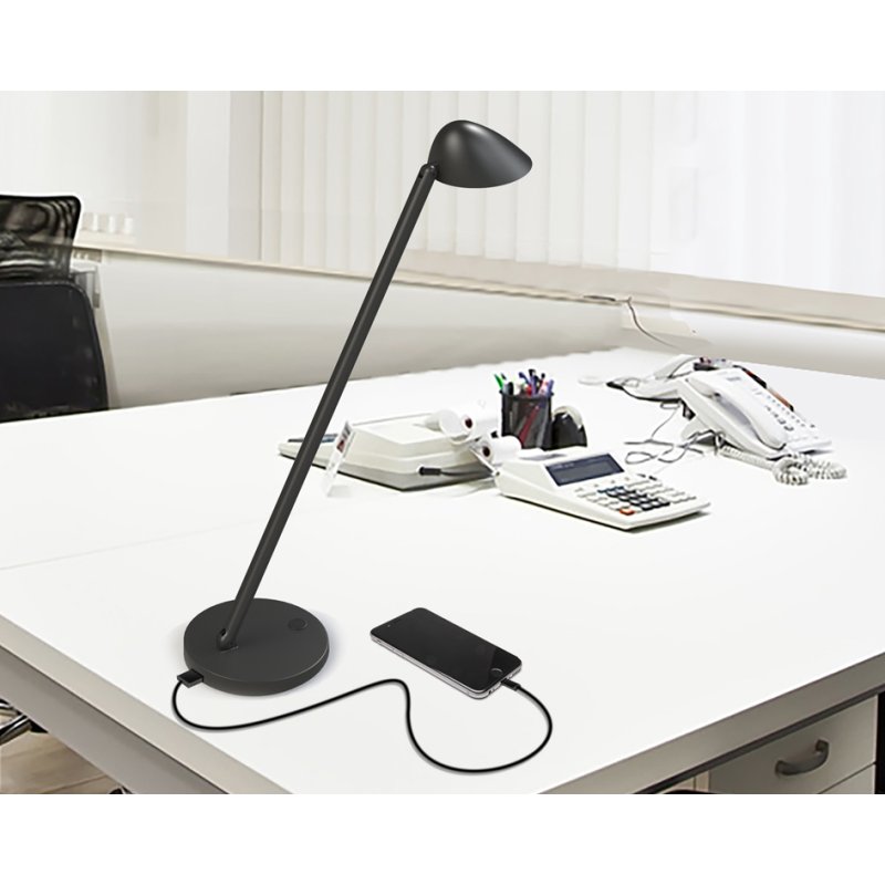 UNiLUX LED desk lamp JACK, black, USB connection, 5W