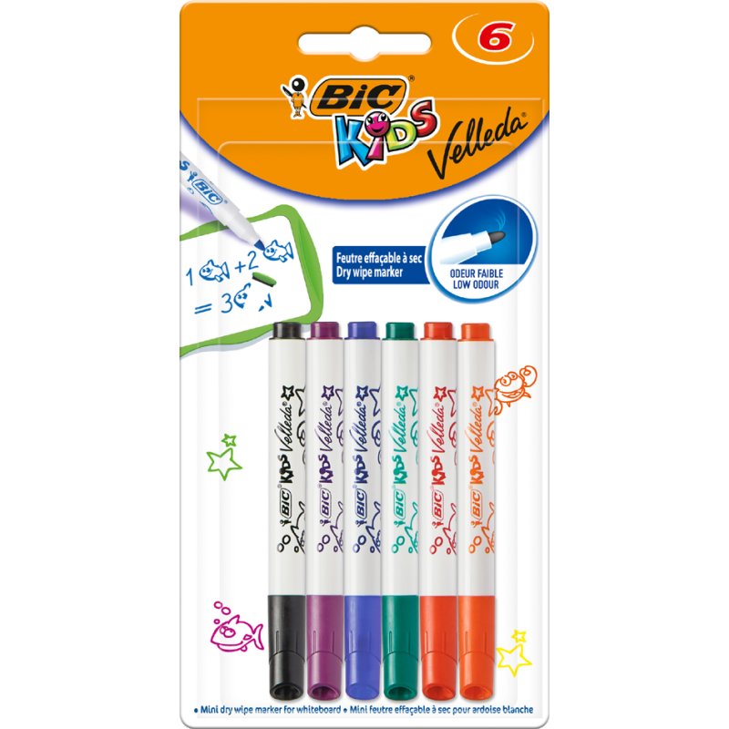 BIC KIDS whiteboard markers Velleda Mini, 6 stuks, 1,2 mm
