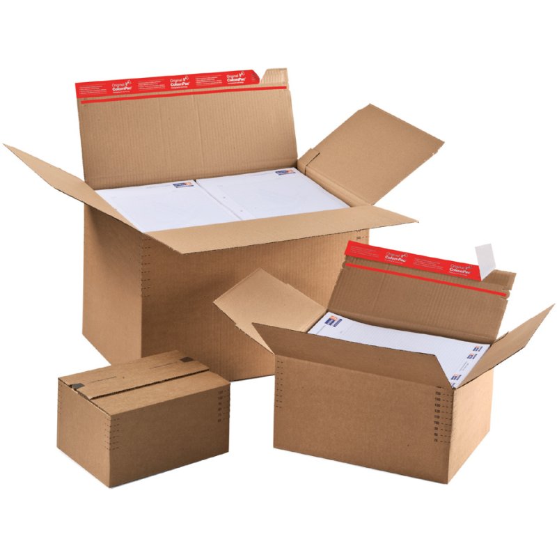 ColomPac boîte d'expédition avec bande adhésive, format A5+, 229×164×50-115 mm, 10 pièces