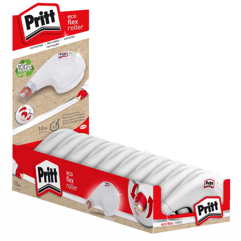 Pritt correcteur Eco Flex, 4,2 mm × 10 m, présentoir 10 pièces