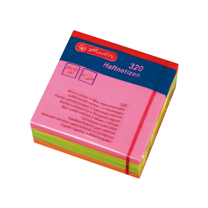 herlitz zelfklevende blokjes, neonkleuren, 320 vel, non-permanente lijm