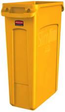 Rubbermaid Slim Jim afvalbak met ventilatiekanalen, geel, 87 liter