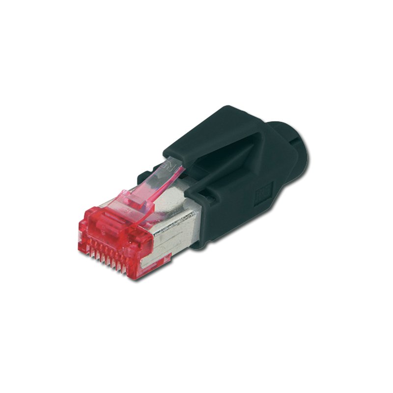 Hirose RJ45 connector cat. 6, black, shielded, for round cables