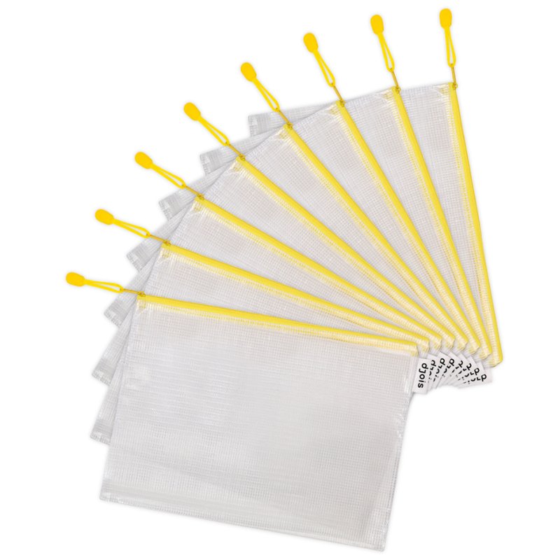 djois Pochette à fermeture éclair A4, jaune, PVC avec fils renforcés, 230 my