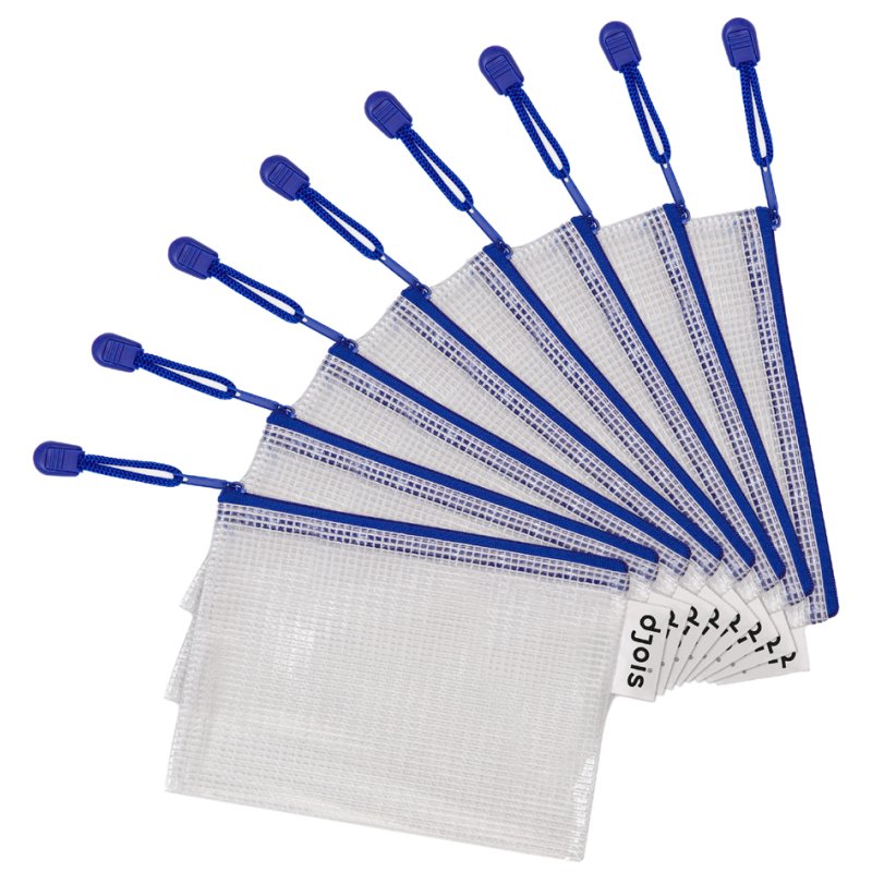 Ritsmap PVC 230 my, transparant, spatwaterdicht met gekleurde ritssluiting