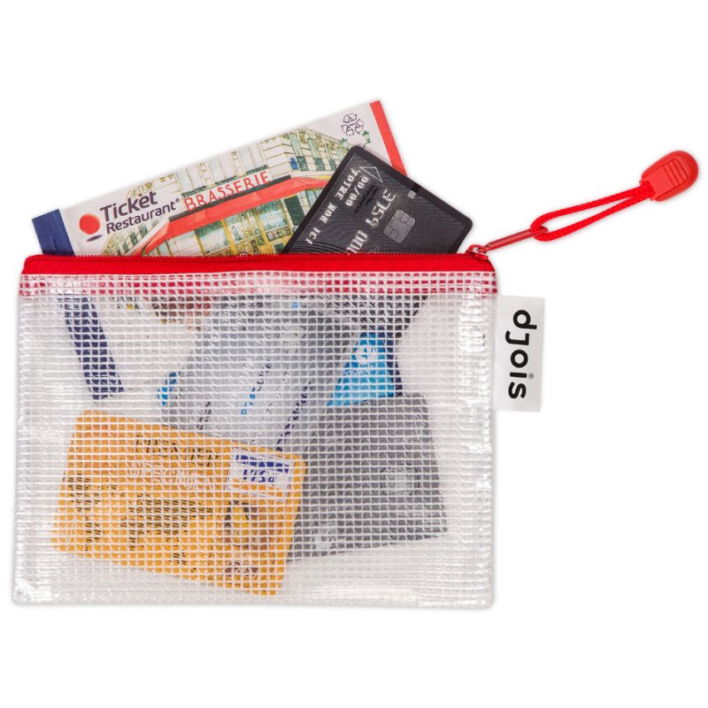 djois pochette à fermeture éclair ZIPPER, transparent/rouge, format A6, PVC