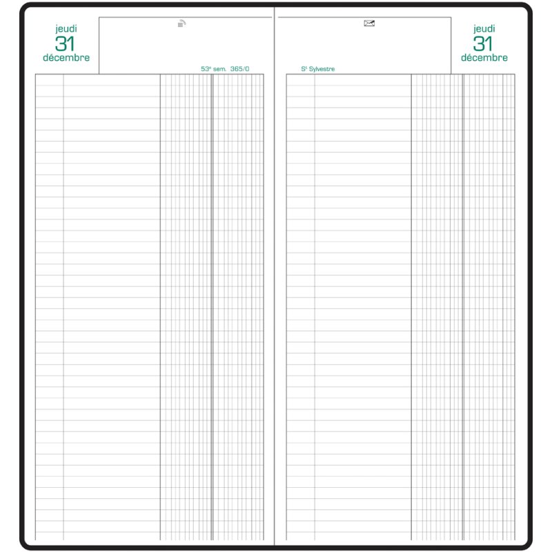 EXACOMPTA Agenda banquier long, 2 volumes, 2026, noir