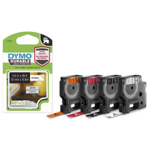 DYMO D1 labelcassette, zwart op wit, 12 mm × 5,5 m