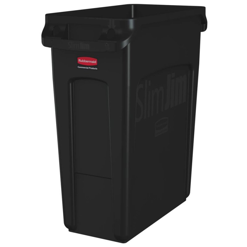 Rubbermaid afvalbak Slim Jim, zwart, 60 liter, rechthoekig